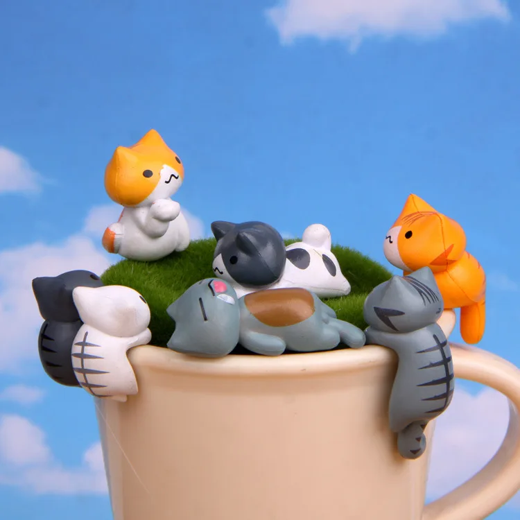 6Pcs/Set Cartoon Lucky pvc Cat - огляд і ціна Bonsai Garden Japan